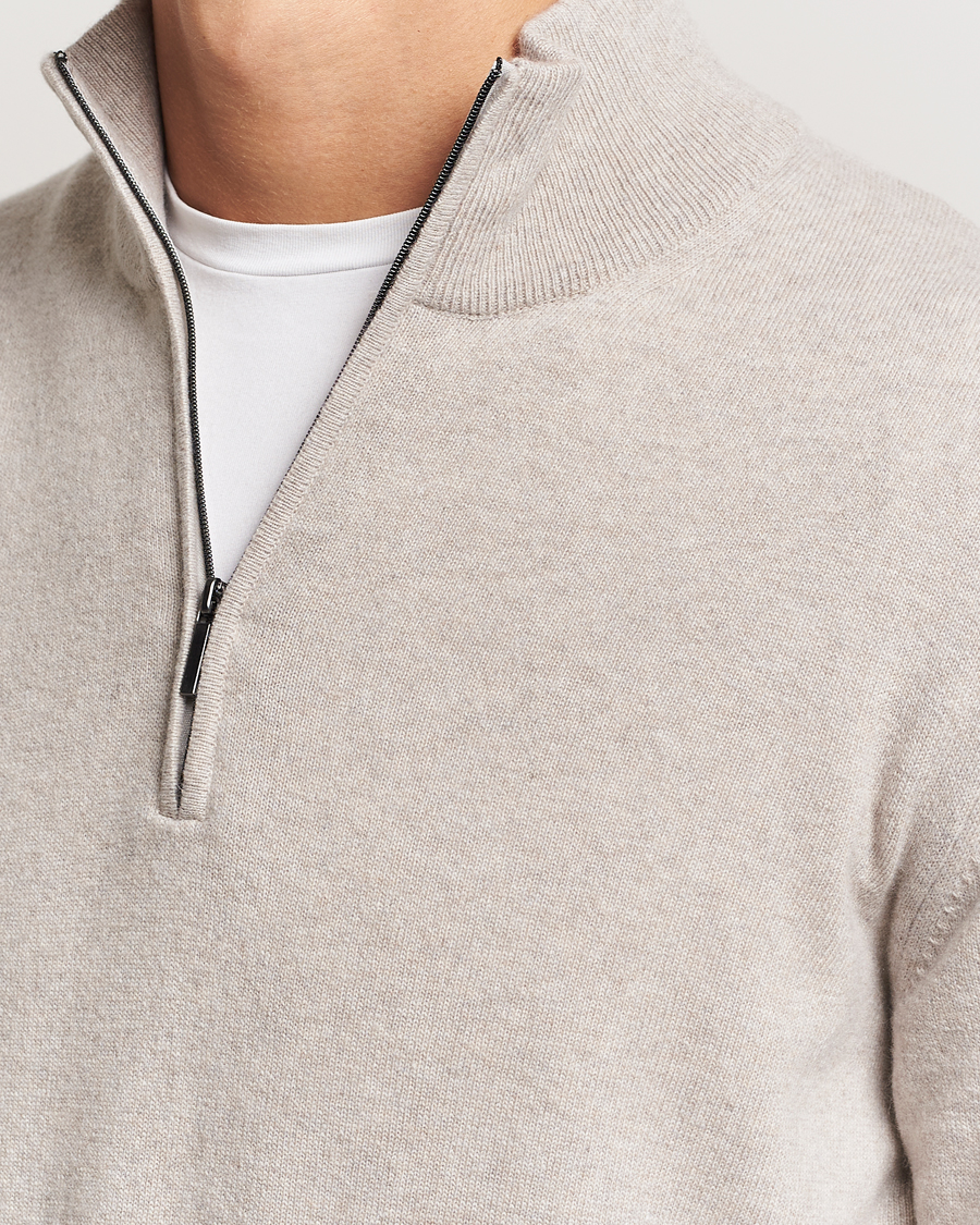 Herren | Pullover | Morgano | Wool/Cashmere Half-Zip Beige