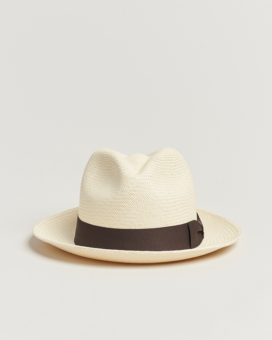 Herren | Wigéns Trilby Panama Hat White/Dark Brown | Wigéns | Trilby Panama Hat White/Dark Brown