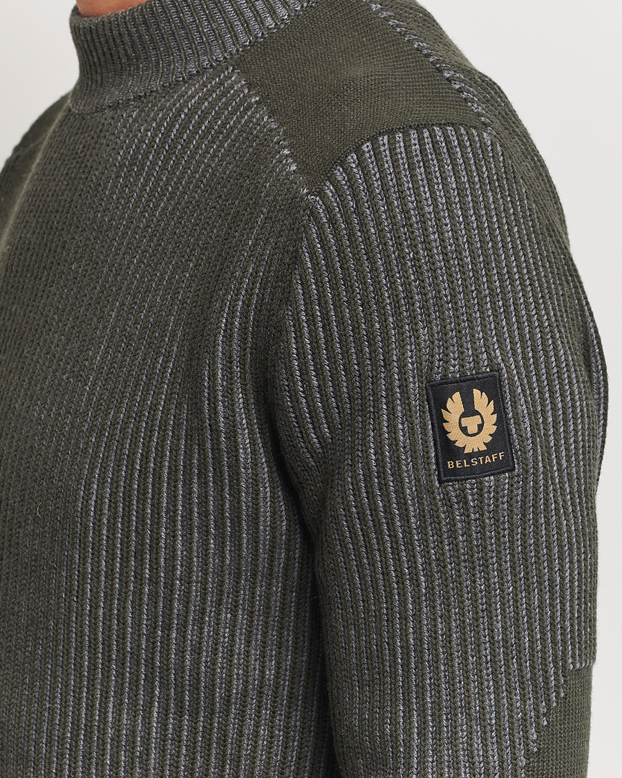 Herren | Pullover | Belstaff | Stanley Cotton/Wool Mock Neck Tile Green