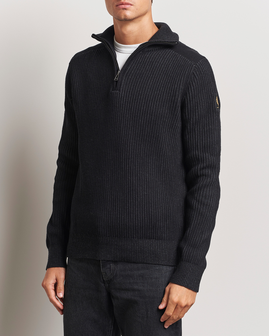 Herren | Pullover | Belstaff | Stanley Cotton/Wool Quarter Zip Black