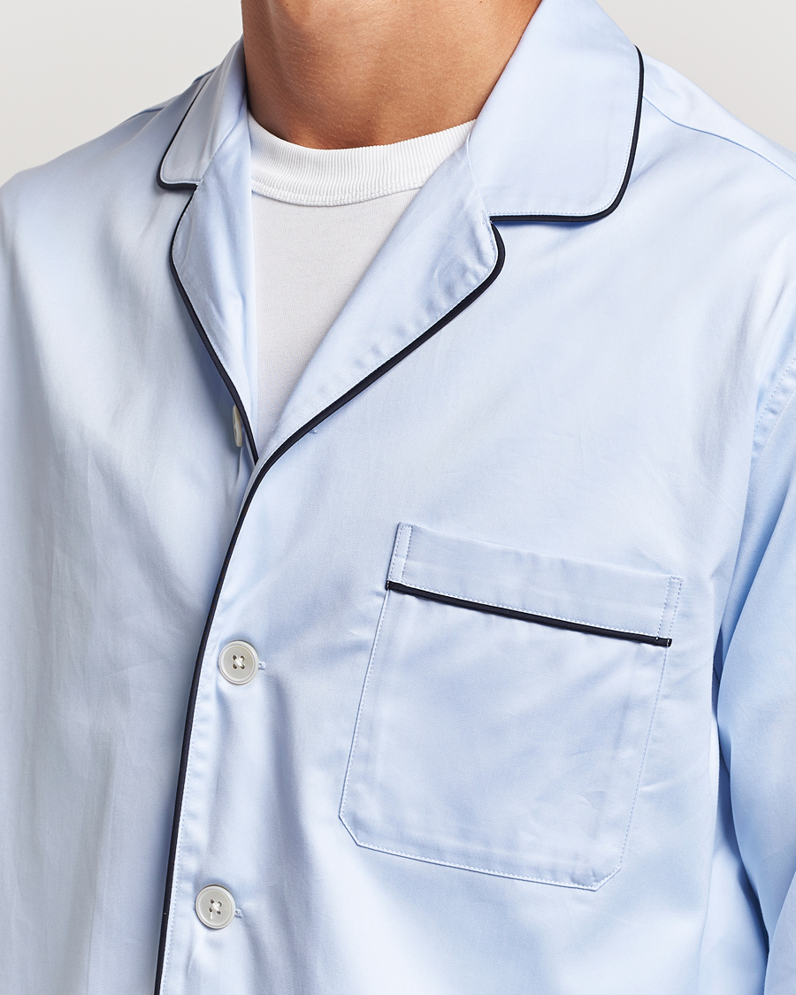 Herren | Schlafanzüge & Bademäntel | Tekla | Sateen Pyjama Shirt Bellhop Blue