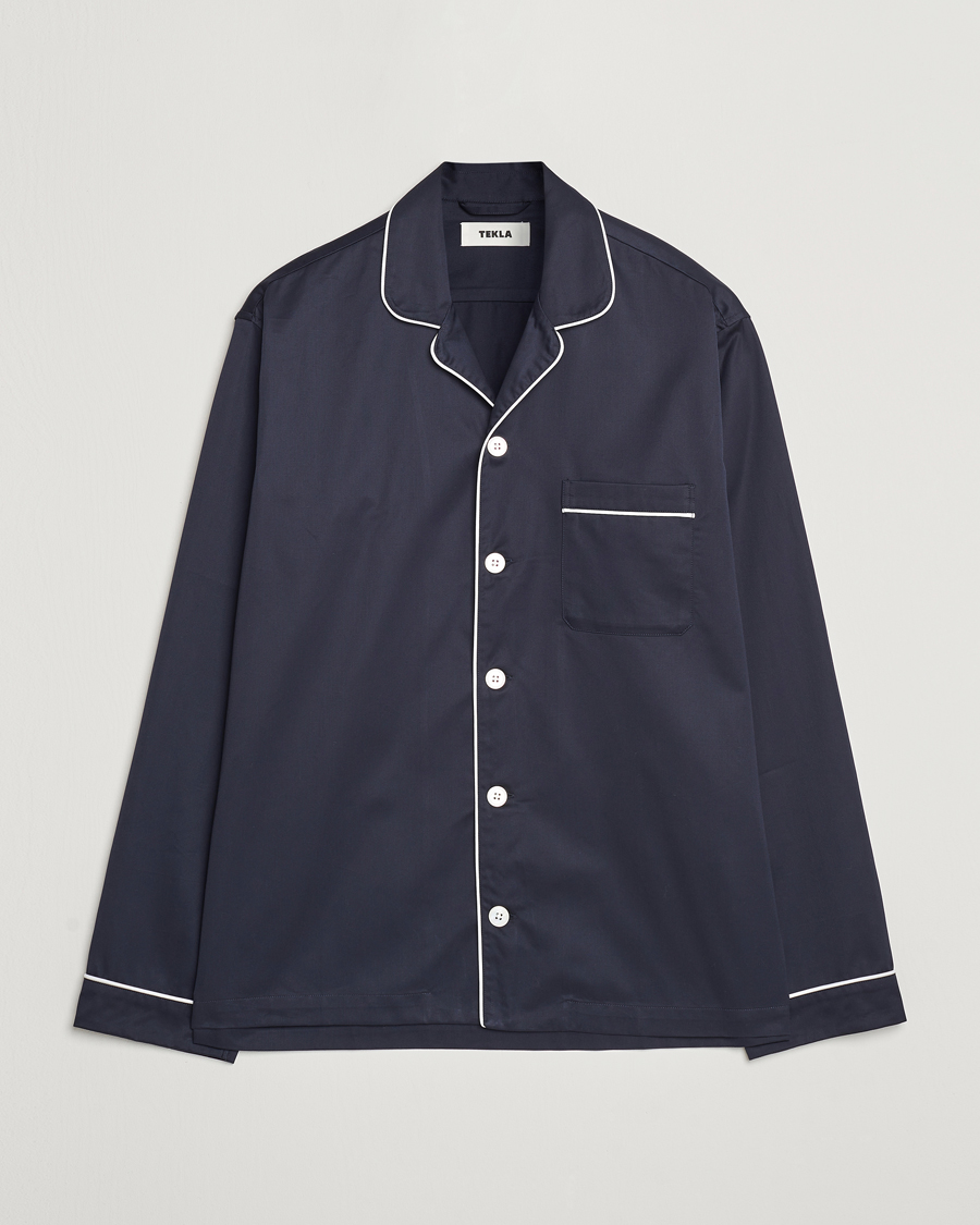 Herren | Schlafanzüge & Bademäntel | Tekla | Sateen Pyjama Shirt Chelsea Navy