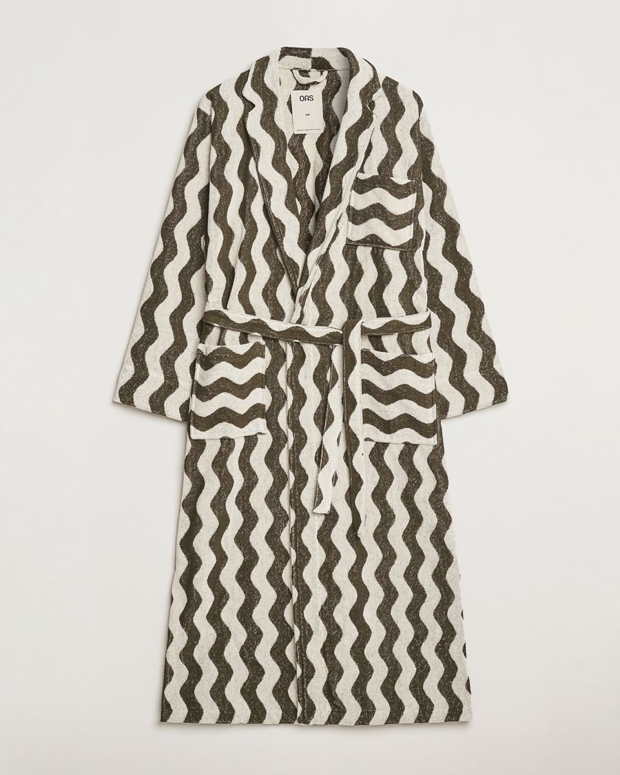 Herren | Schlafanzüge & Bademäntel | OAS | Forest Waver Long Robe Green/White