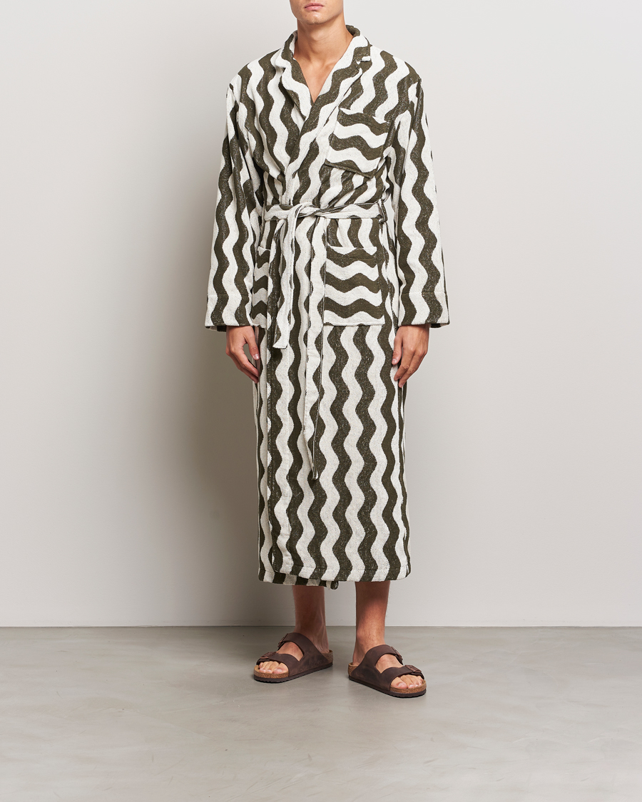 Herren | Schlafanzüge & Bademäntel | OAS | Forest Waver Long Robe Green/White