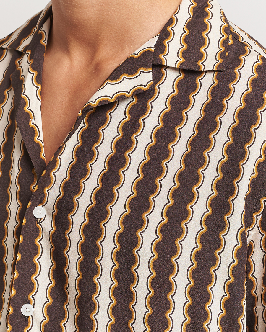 Herren | Hemden | OAS | Rapallo Long Sleeve Viscose Shirt Brown/Beige