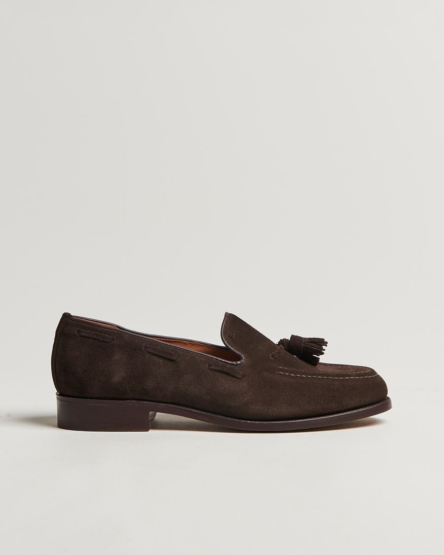 Herren | Sanders Finschley Suede Tassel Loafer Chocolate | Sanders | Finschley Suede Tassel Loafer Chocolate