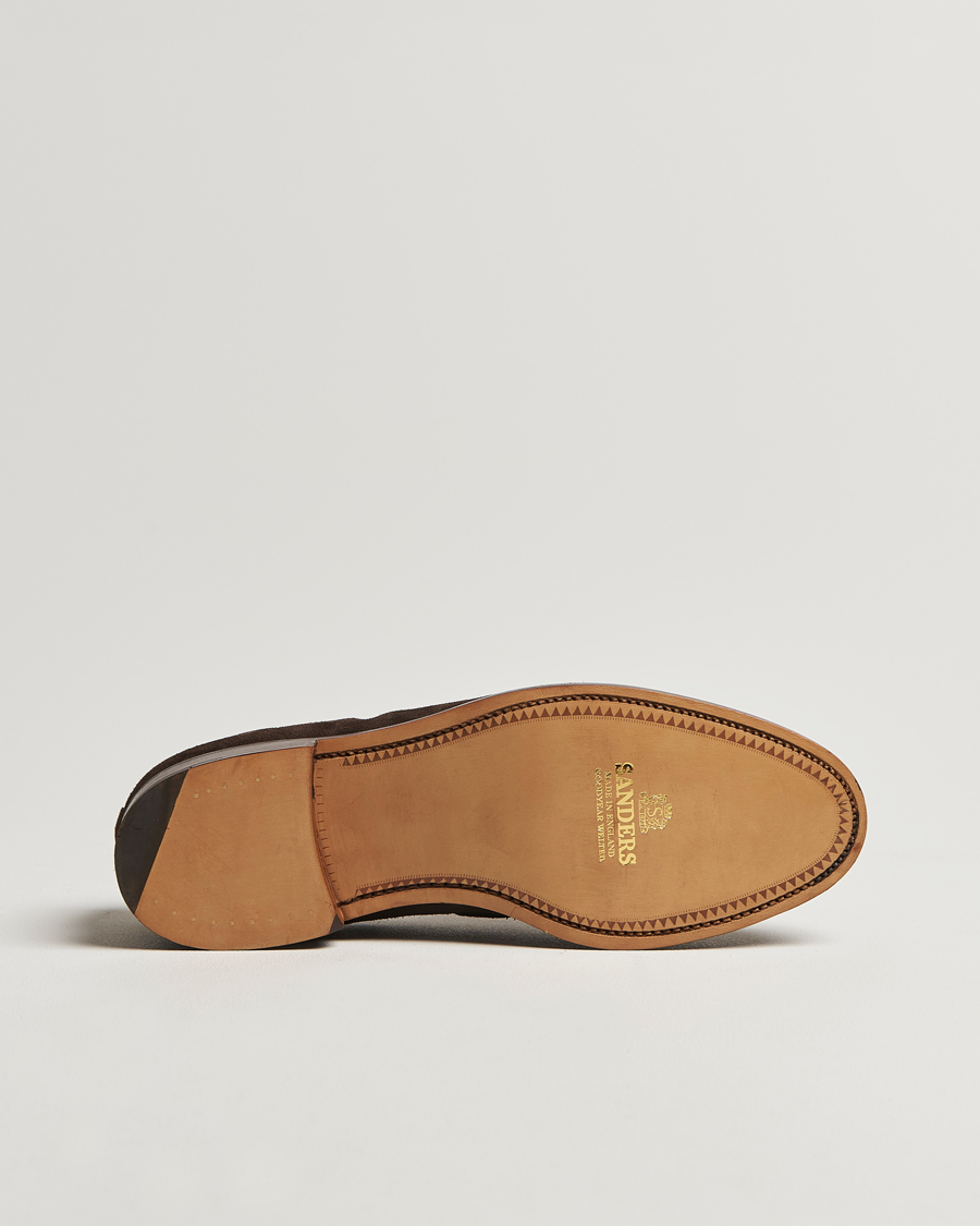 Herren | Sanders Finschley Suede Tassel Loafer Chocolate | Sanders | Finschley Suede Tassel Loafer Chocolate