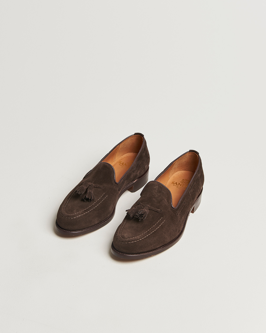 Herren | Sanders Finschley Suede Tassel Loafer Chocolate | Sanders | Finschley Suede Tassel Loafer Chocolate