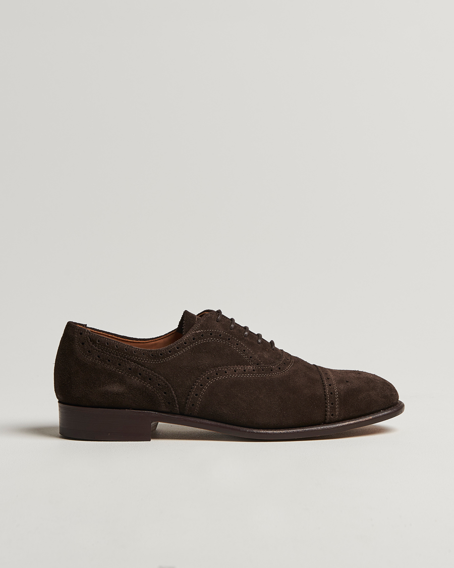 Herren | Sanders Moorgate Suede Semi Brogue Chocolate | Sanders | Moorgate Suede Semi Brogue Chocolate