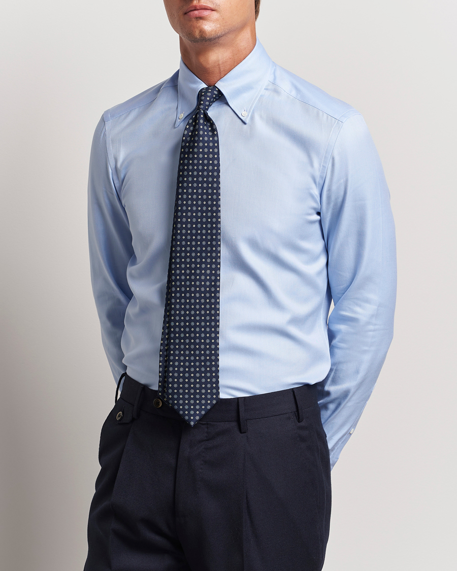 Herren | Hemden | Mazzarelli | Soft Twill Button Down Shirt Light Blue