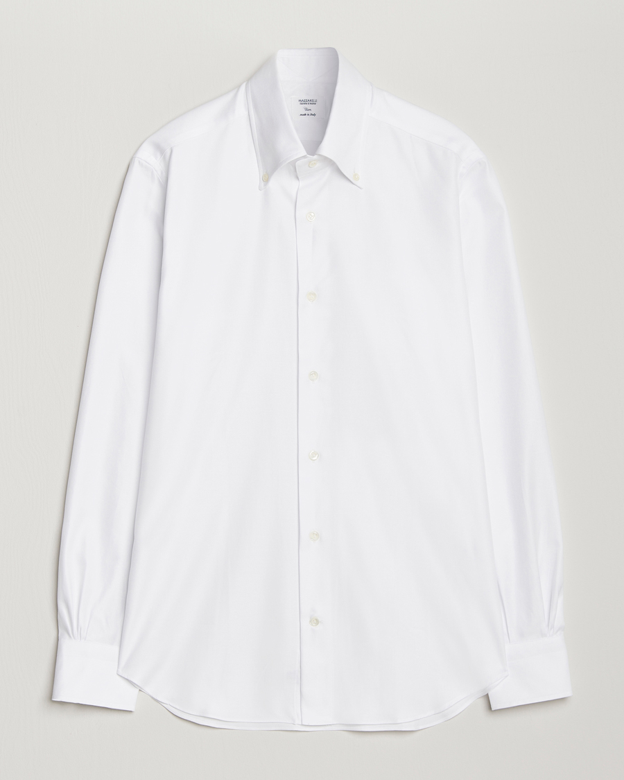 Herren | Hemden | Mazzarelli | Soft Twill Button Down Shirt White
