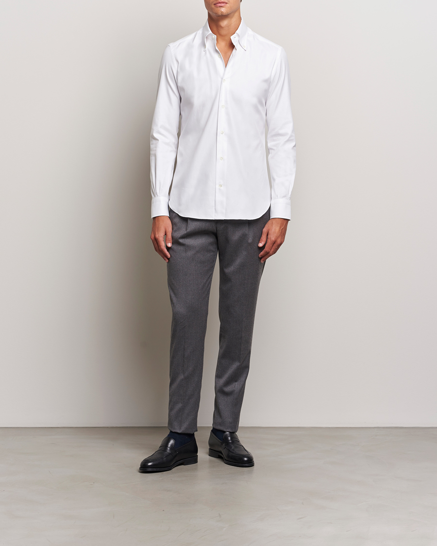 Herren | Hemden | Mazzarelli | Soft Twill Button Down Shirt White
