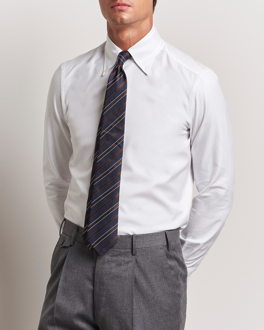 Herren | Hemden | Mazzarelli | Soft Twill Button Down Shirt White