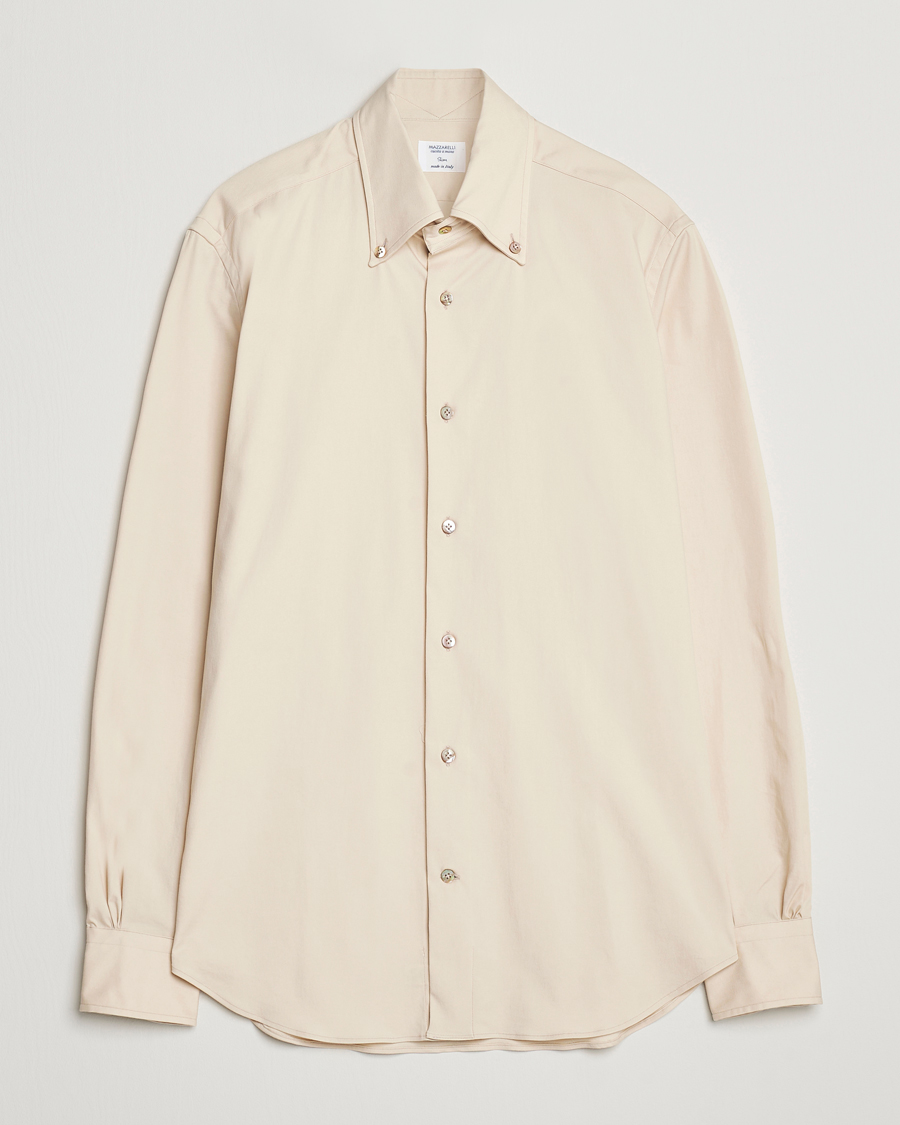 Herren | Hemden | Mazzarelli | Soft Garment Dyed Button Down Shirt Beige
