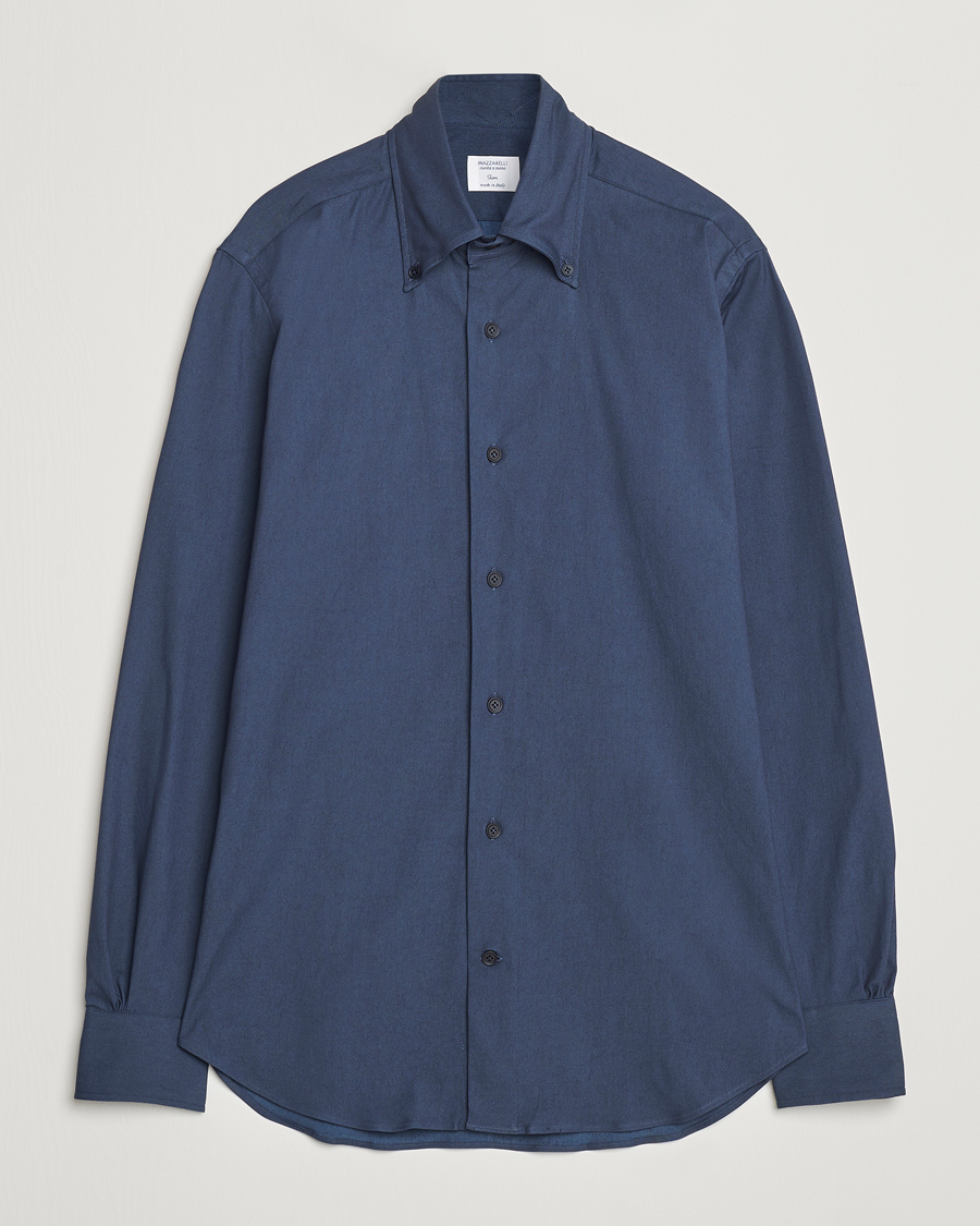 Herren | Hemden | Mazzarelli | Soft Garment Dyed Button Down Shirt Navy