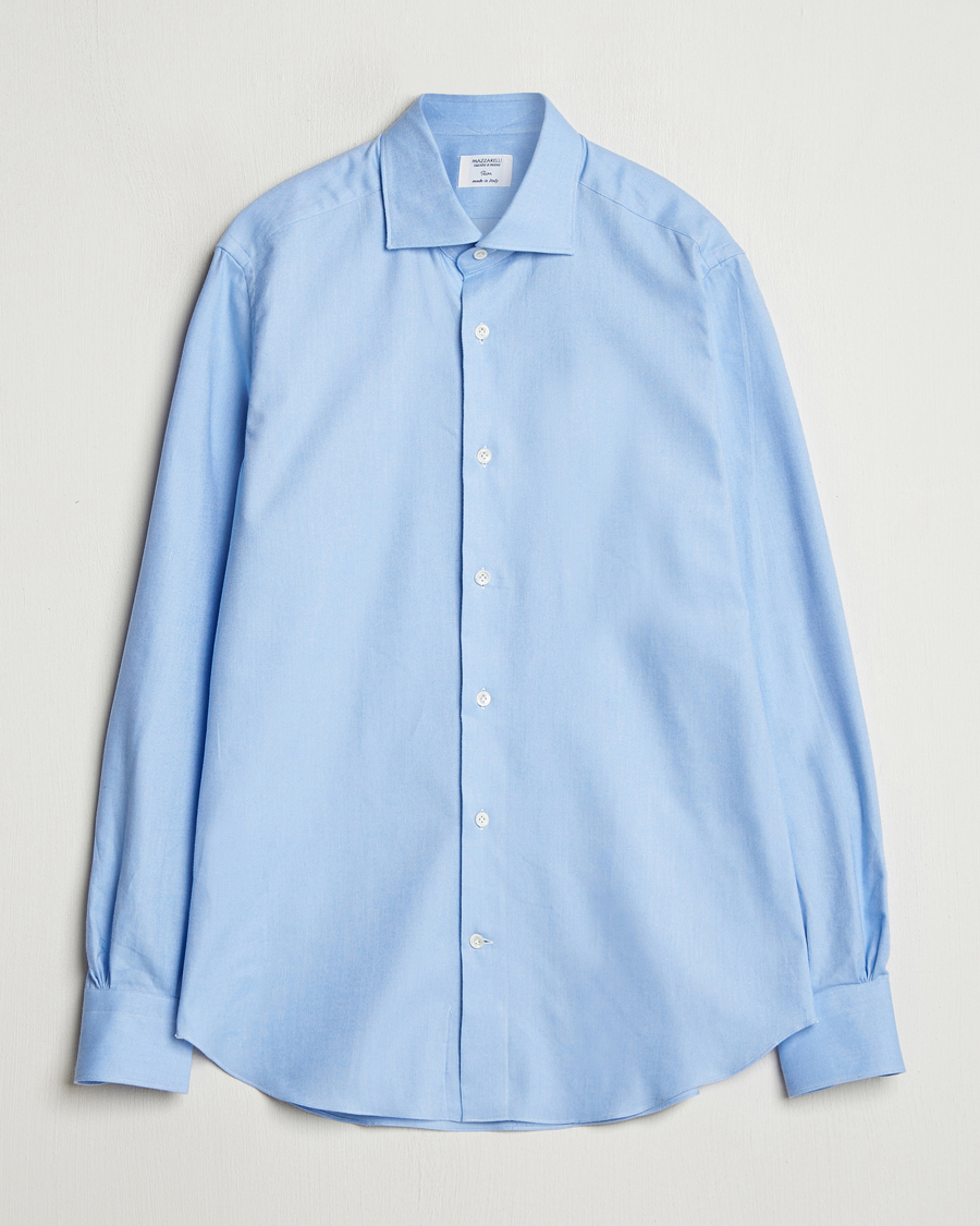 Herren | Hemden | Mazzarelli | Soft Flannel Cut Away Shirt Light Blue