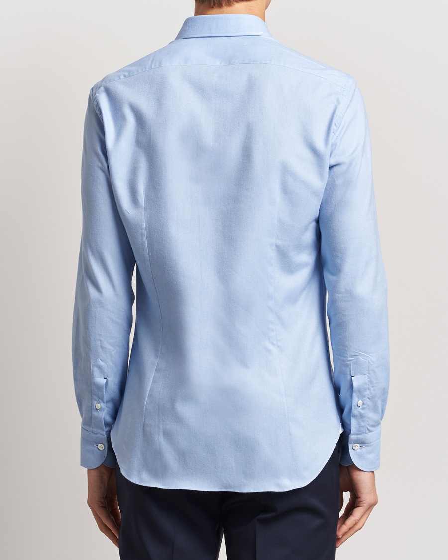 Herren | Hemden | Mazzarelli | Soft Flannel Cut Away Shirt Light Blue