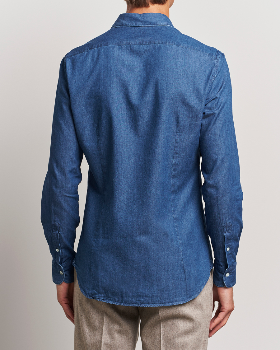 Herren | Hemden | Mazzarelli | Soft Cotton Denim Shirt Stone Wash