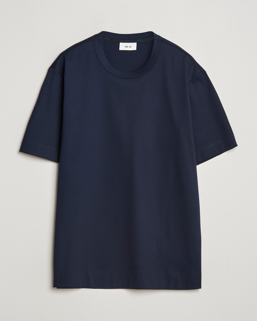 Herren | T-Shirts | NN07 | Pedro Mercerized Crew Neck T-Shirt Navy Blue