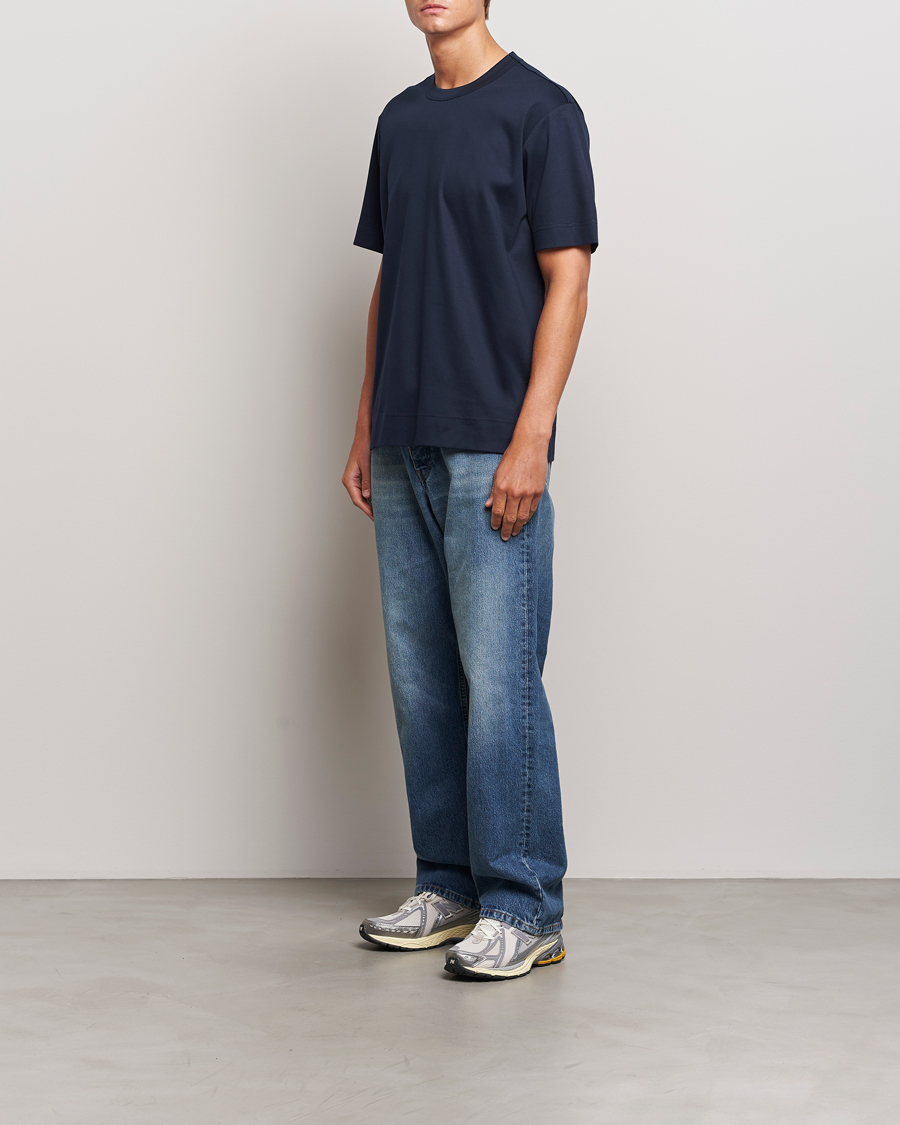 Herren | T-Shirts | NN07 | Pedro Mercerized Crew Neck T-Shirt Navy Blue