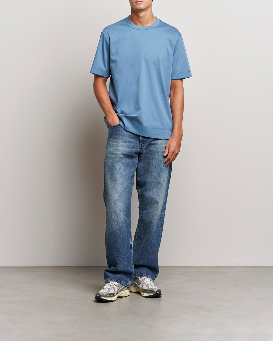 Herren | T-Shirts | NN07 | Pedro Mercerized Crew Neck T-Shirt Blue Jasper