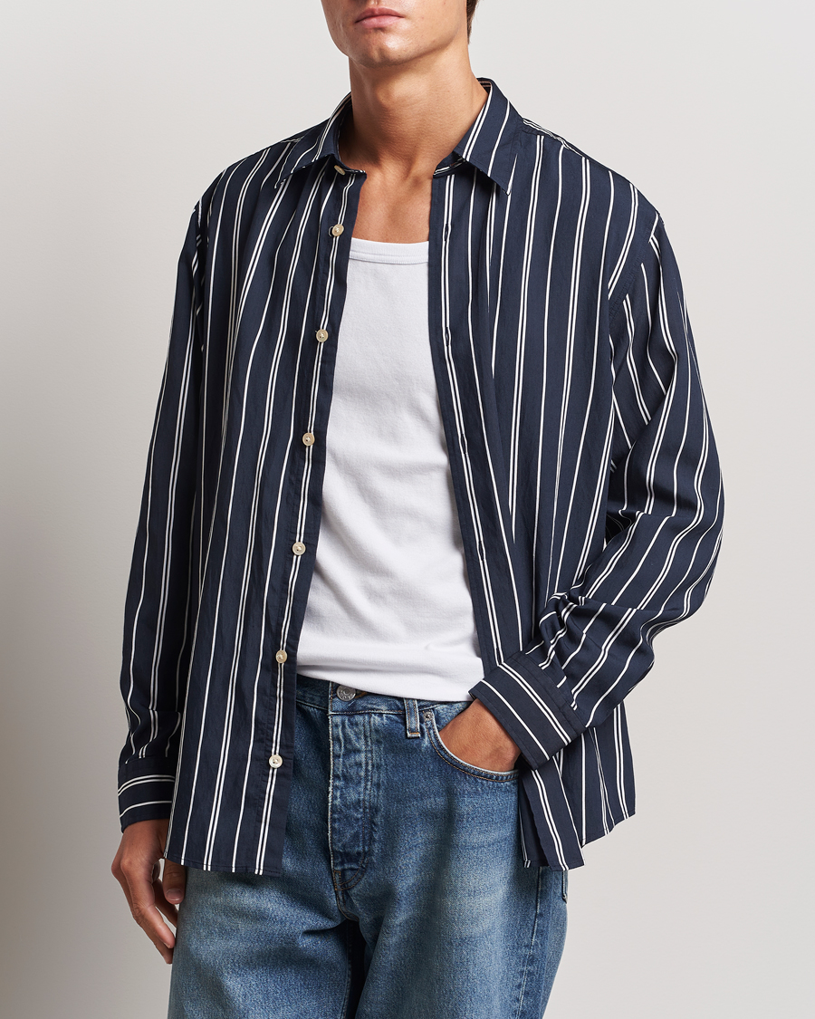 Herren | Hemden | NN07 | Quinsy Striped Shirt Navy/White