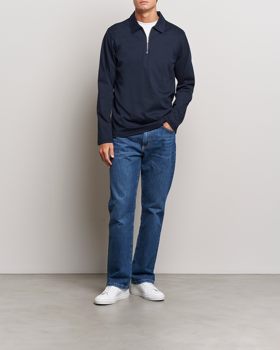 Herren | Pullover | NN07 | Ross Long Sleeve Half Zip Polo Navy Blue