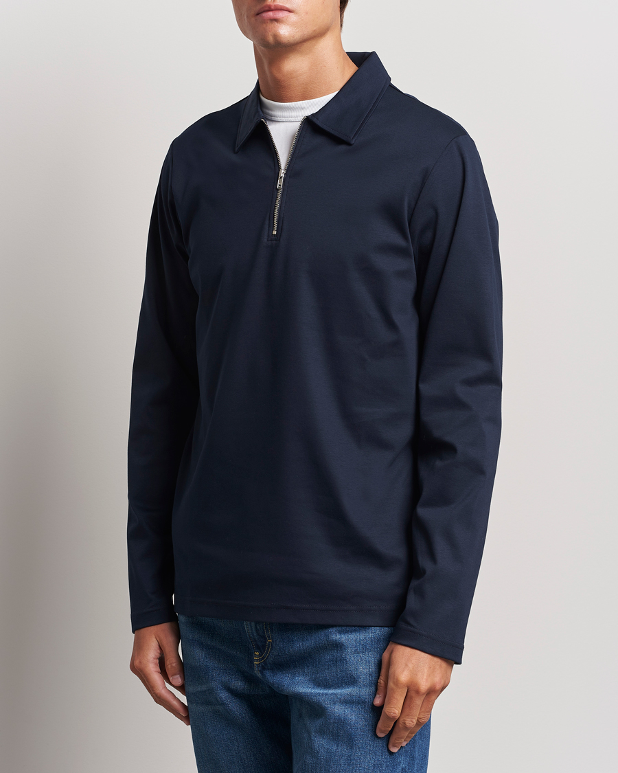 Herren | Pullover | NN07 | Ross Long Sleeve Half Zip Polo Navy Blue