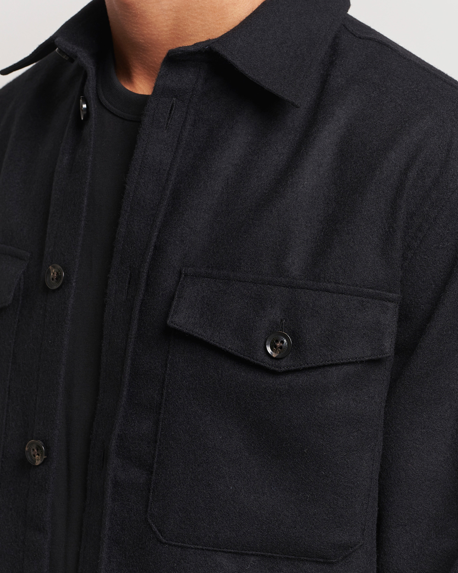 Herren | Hemden | J.Lindeberg | Flat Wool Overshirt Black