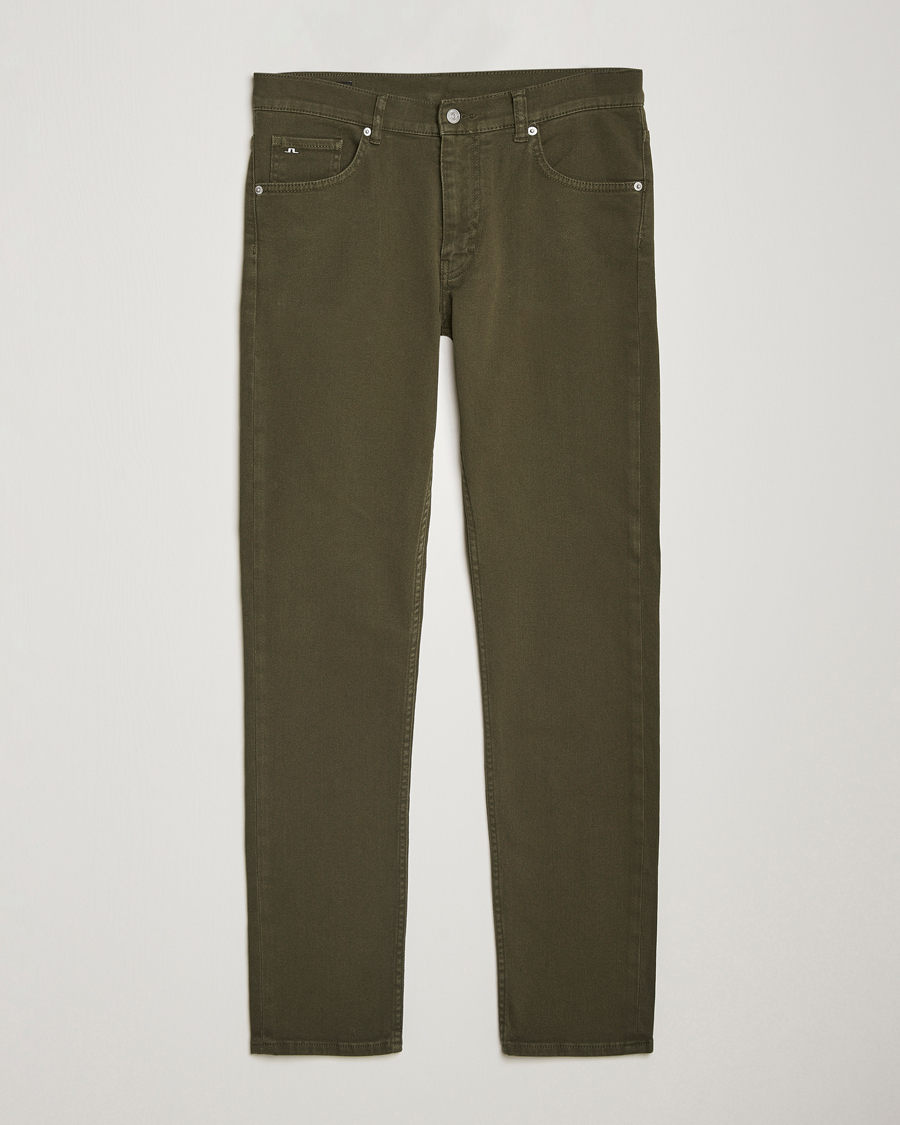 Herren | Hosen | J.Lindeberg | Jay Solid Twill Stretch Jeans Forest Green