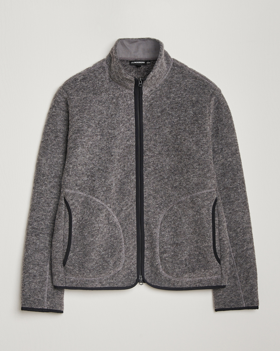 Herren | Pullover | J.Lindeberg | Dustin Wool Fleece Jacket Light Grey Melange