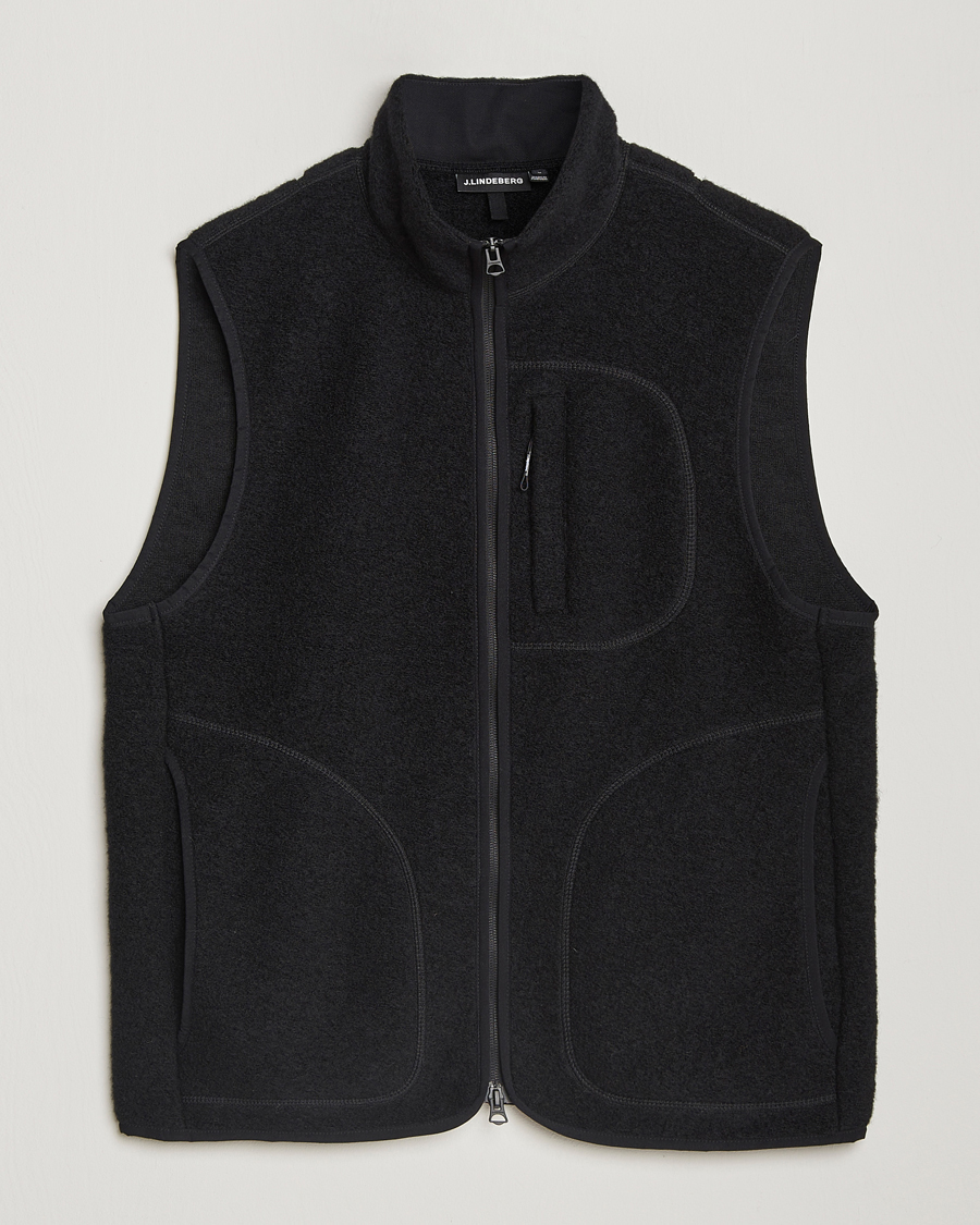 Herren | Westen | J.Lindeberg | Duncan Wool Fleece Vest Black