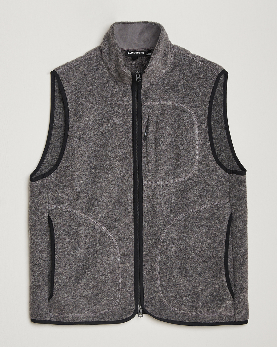 Herren | Westen | J.Lindeberg | Duncan Wool Fleece Vest Light Grey Melange
