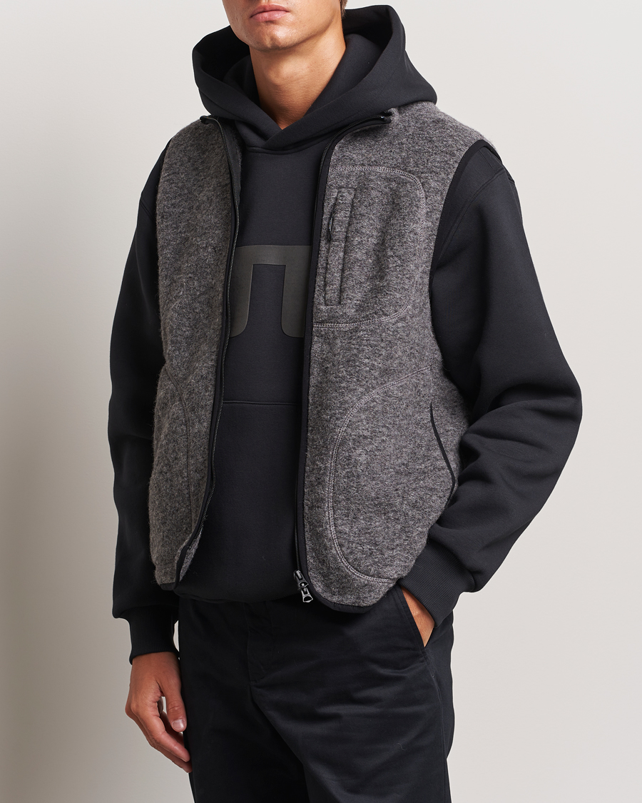 Herren | Westen | J.Lindeberg | Duncan Wool Fleece Vest Light Grey Melange