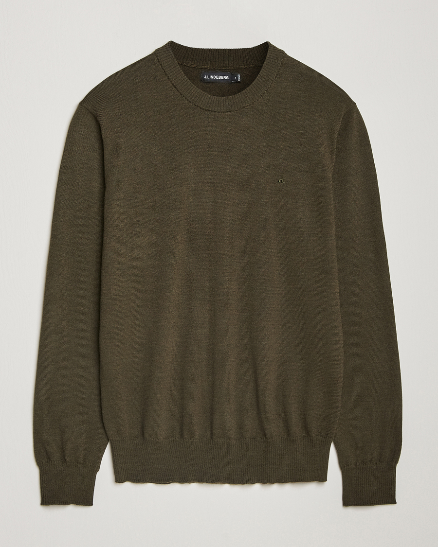 Herren | Pullover | J.Lindeberg | Keane Merino Crew Neck Sweater Forest Green