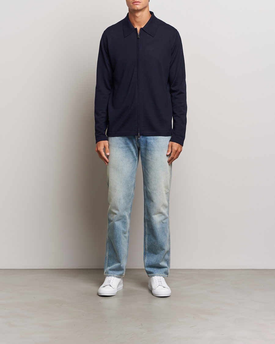 Herren | Pullover | J.Lindeberg | Kaleb Merino Zip Cardigan Navy