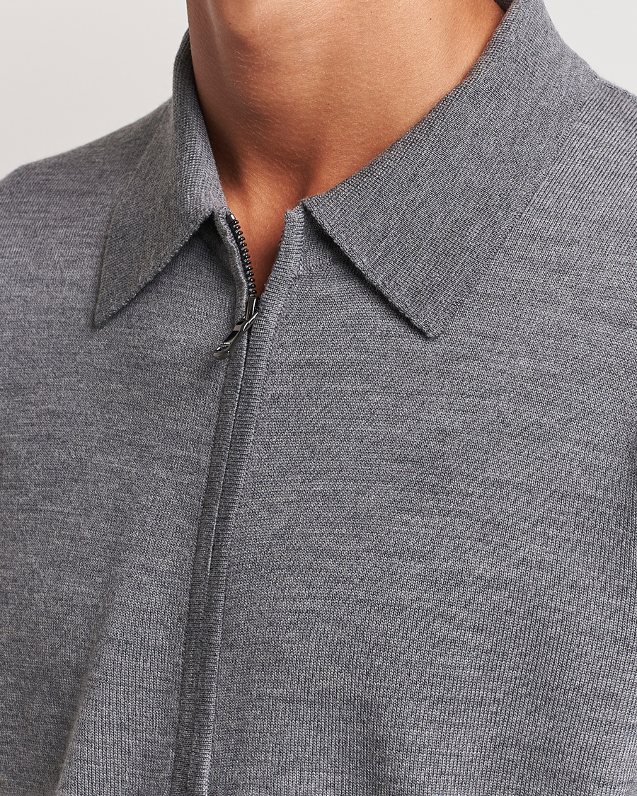 Herren | Pullover | J.Lindeberg | Kaleb Merino Zip Cardigan Mid Grey Melange