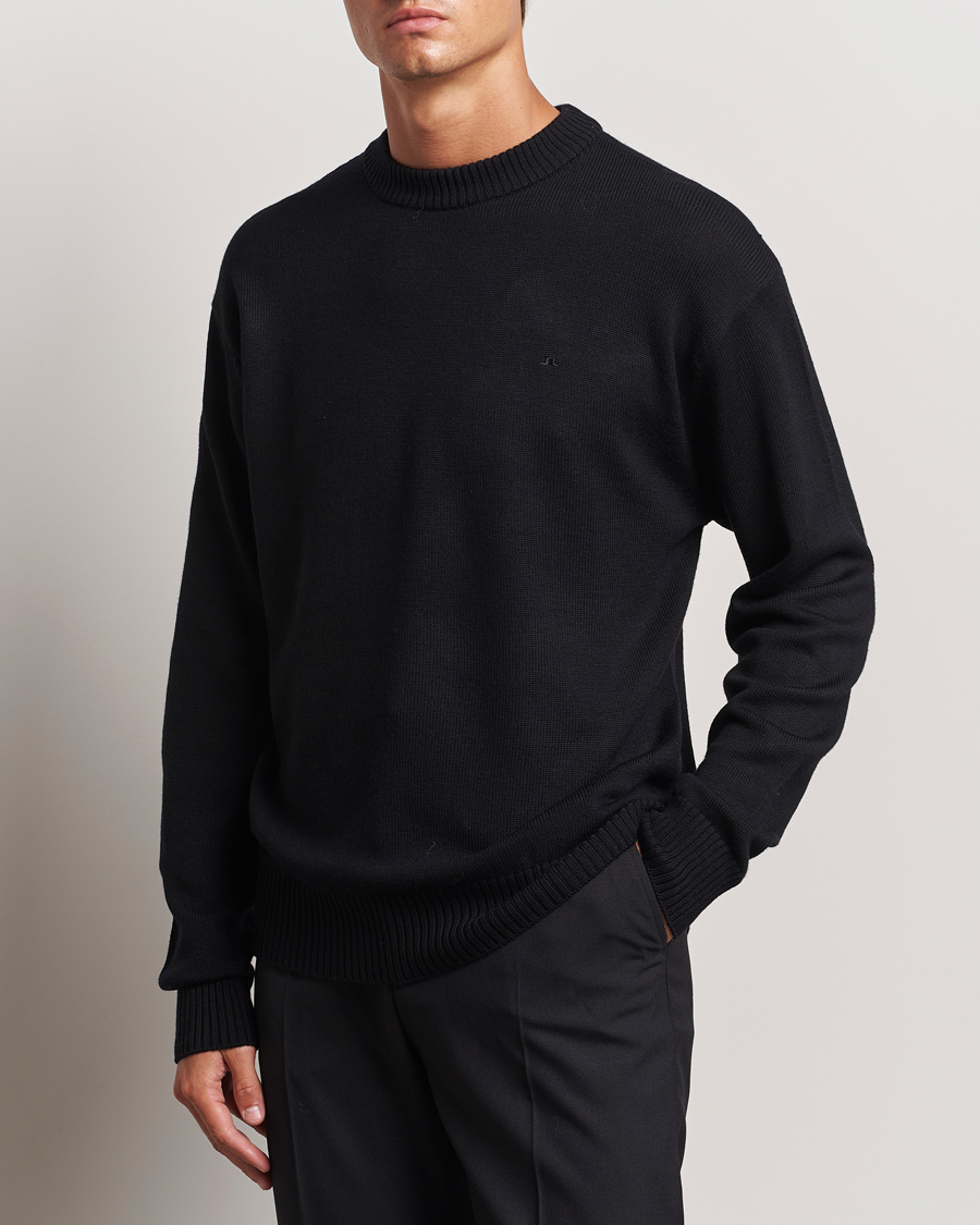Herren | Pullover | J.Lindeberg | Kino Merino Crew Neck Black