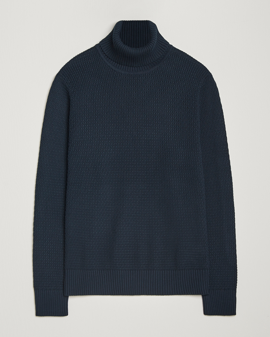 Herren | Pullover | J.Lindeberg | Olivero Structure Cotton Turtleneck Navy