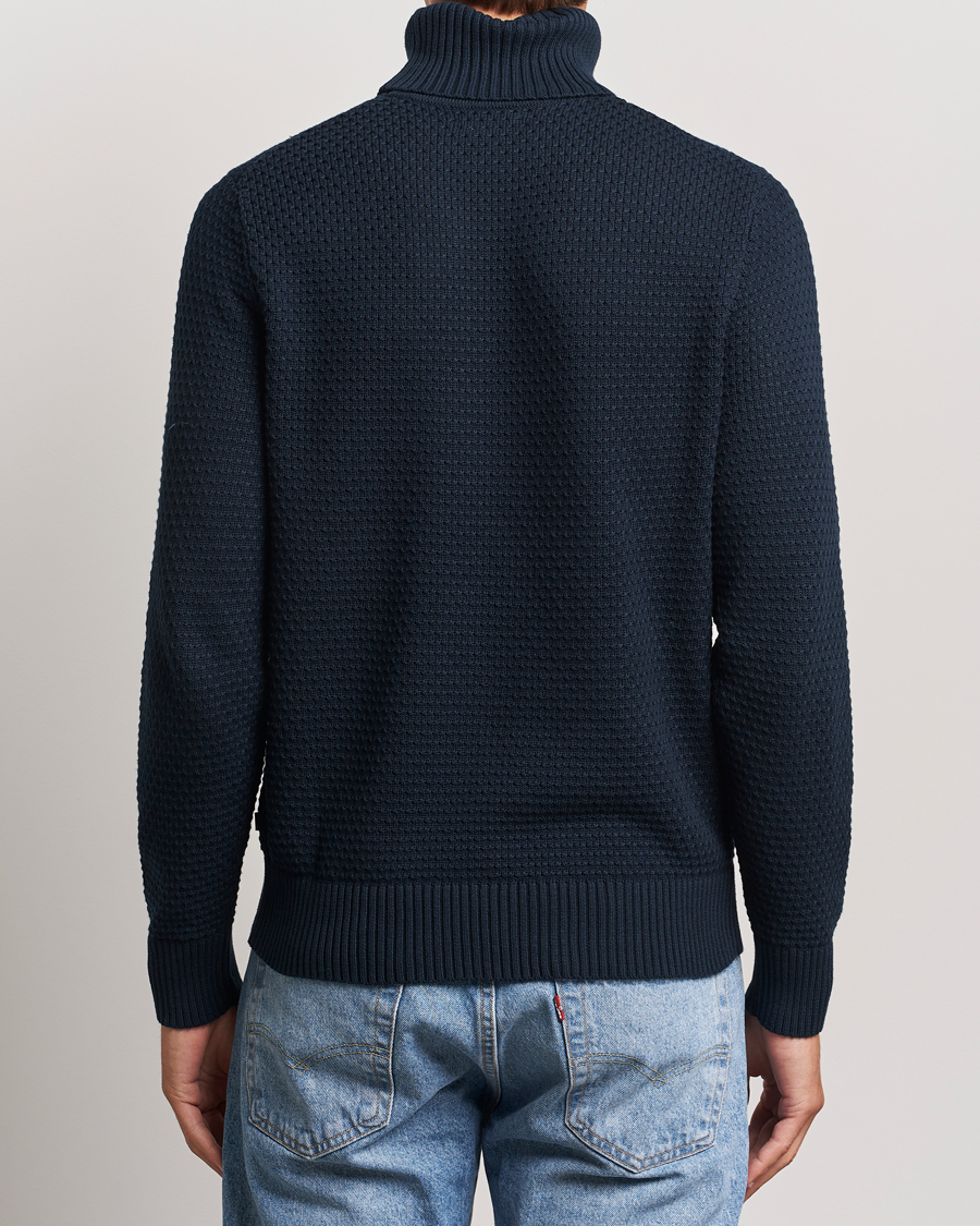 Herren | Pullover | J.Lindeberg | Olivero Structure Cotton Turtleneck Navy