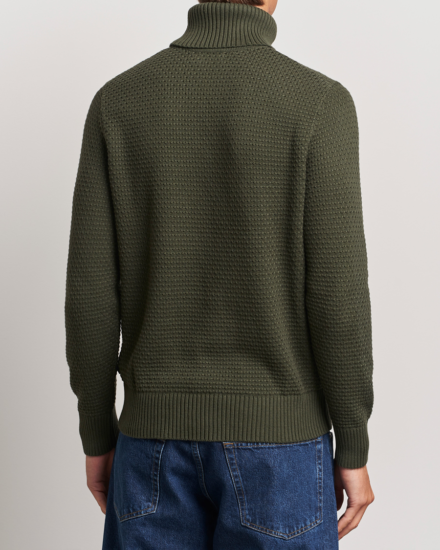 Herren | Pullover | J.Lindeberg | Olivero Structure Cotton Turtleneck Forest Green