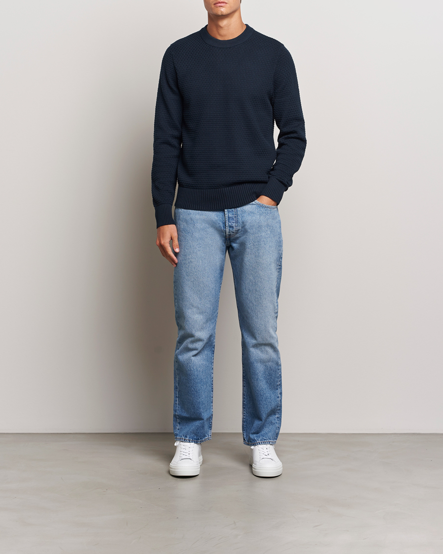 Herren | Pullover | J.Lindeberg | Oliver Structure Cotton Sweater Navy