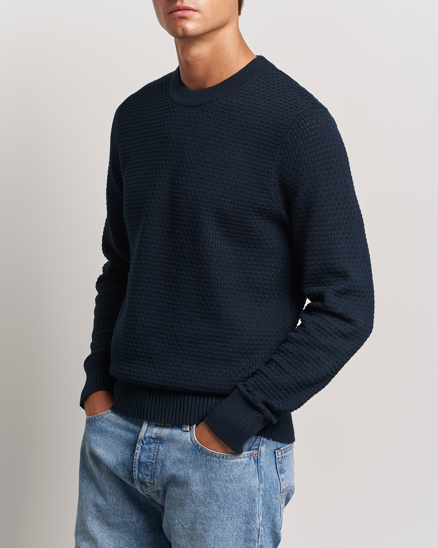 Herren | Pullover | J.Lindeberg | Oliver Structure Cotton Sweater Navy