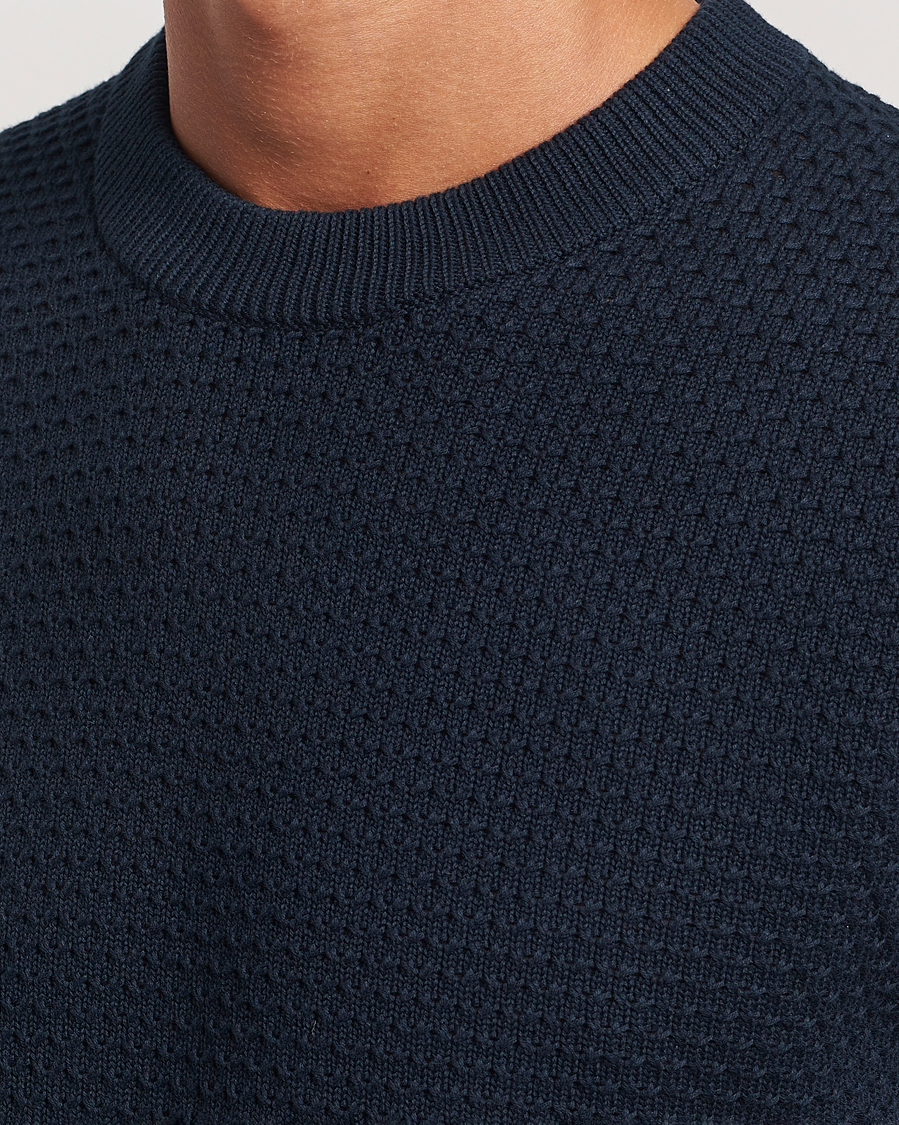 Herren | Pullover | J.Lindeberg | Oliver Structure Cotton Sweater Navy