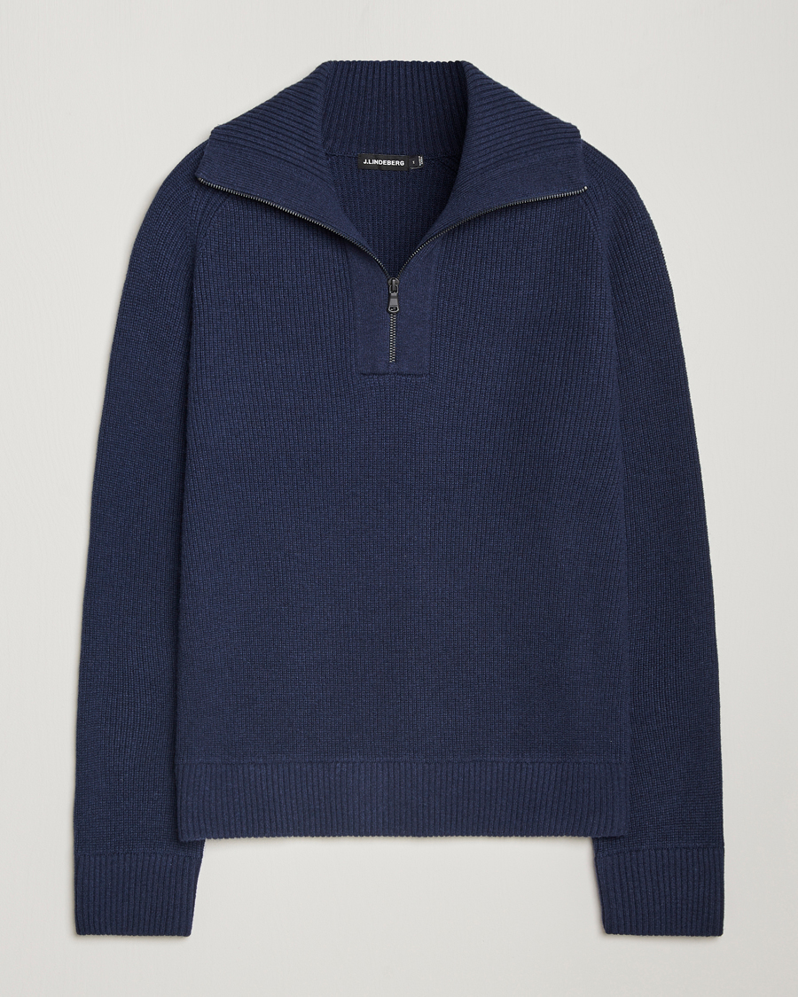 Herren | Pullover | J.Lindeberg | Wilmer Quarter Zip Knit Navy