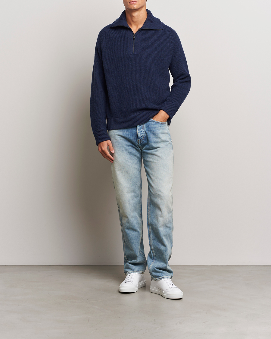 Herren | Pullover | J.Lindeberg | Wilmer Quarter Zip Knit Navy