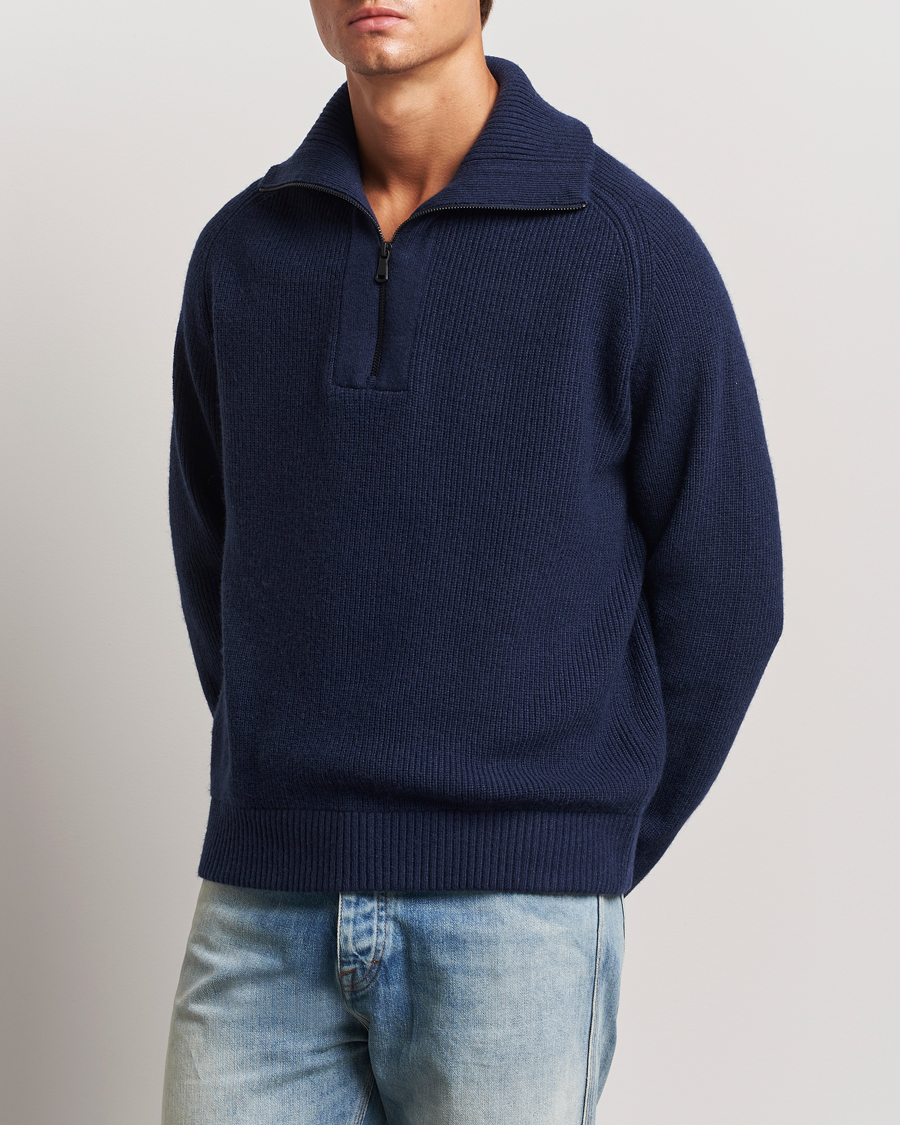 Herren | Pullover | J.Lindeberg | Wilmer Quarter Zip Knit Navy