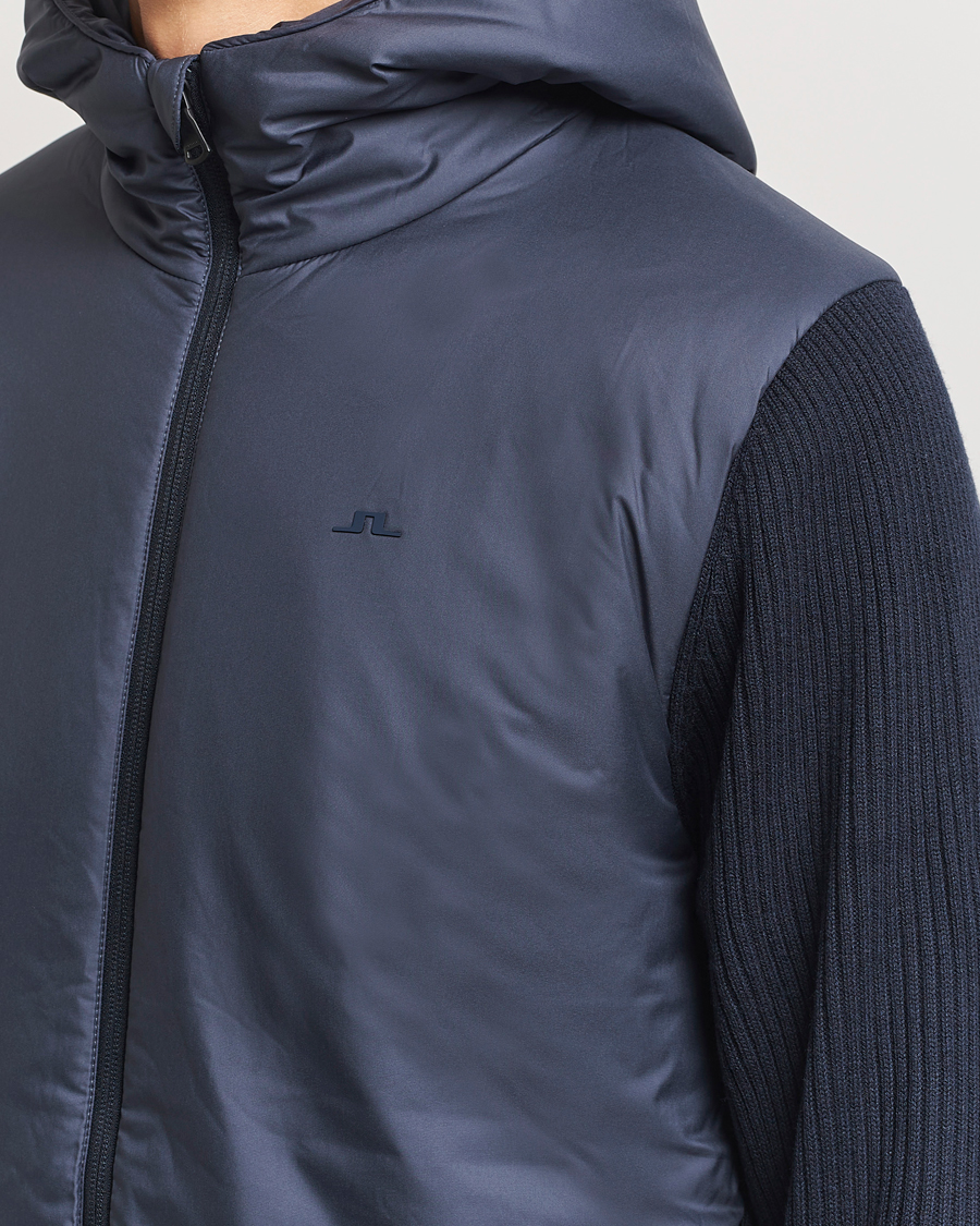 Herren | Jacken | J.Lindeberg | Thierry Hybrid Knit Hoodie Navy