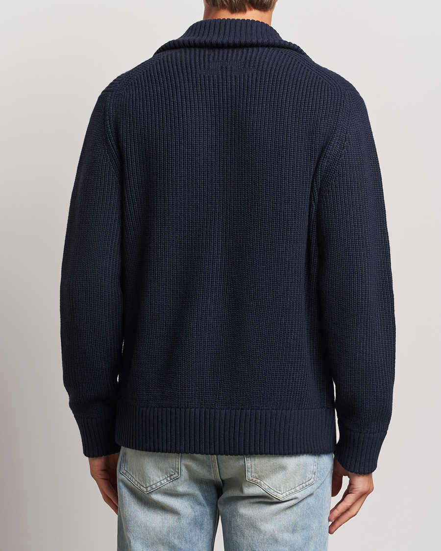 Herren | Pullover | J.Lindeberg | Skyler Wool Blend Zip Cardigan Navy