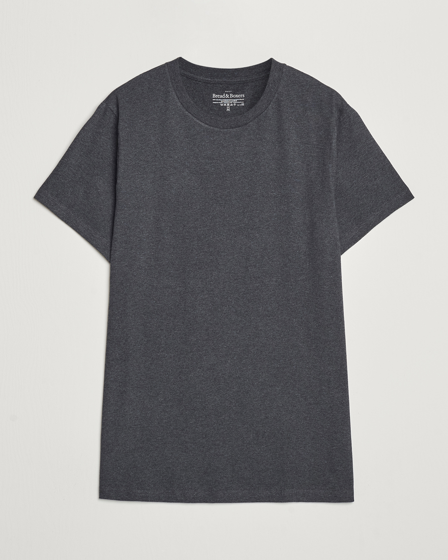 Herren | T-Shirts | Bread & Boxers | Heavy Cotton Crew Neck T-Shirt Dark Grey Melange